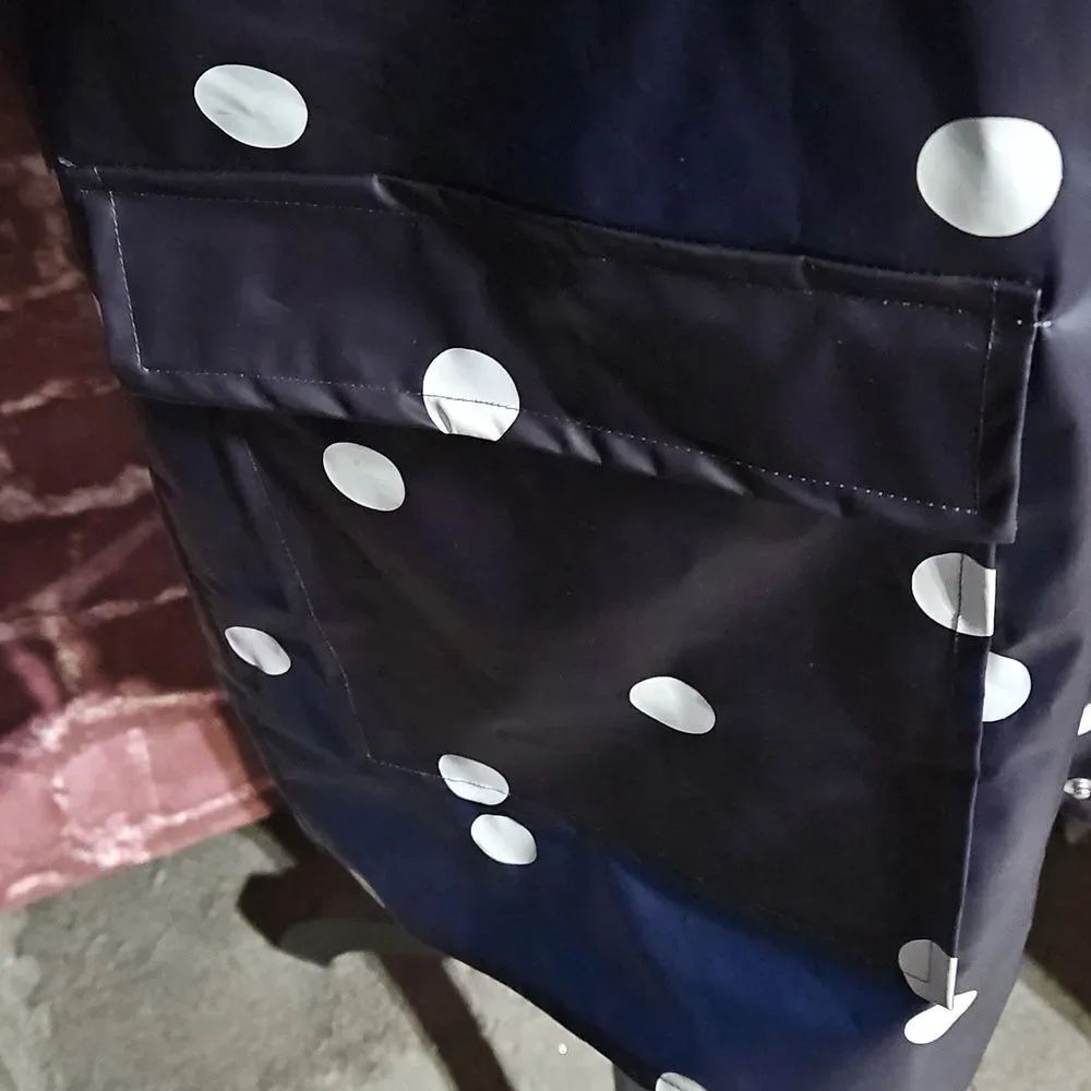 Loft Navy Blue & White Polka Dot Hooded Raincoat with Pockets CLEARANCE - Picture 4 of 7